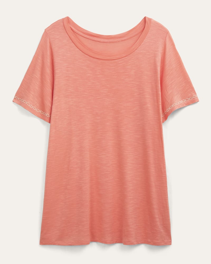 Front of plus size Dina Embroidered Sleeve Tee by Molly & Isadora | Dia&Co | dia_product_style_image_id:197353